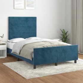 Estructura de cama sin colchón terciopelo azul oscuro 120x190cm Estructura de cama sin colchón terciopelo azul oscuro 120x190cm