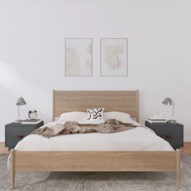 Nachttische 2 Stück massives graues Kiefernholz 40x34x35 cm von vidaXL, Nachttische - Ref: Foro24-818290, Preis: 64,40 €, Rab...
