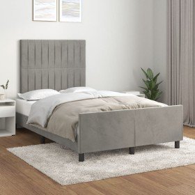 Estructura de cama sin colchón terciopelo gris claro 120x190 cm Estructura de cama sin colchón terciopelo gris claro 120x190 cm
