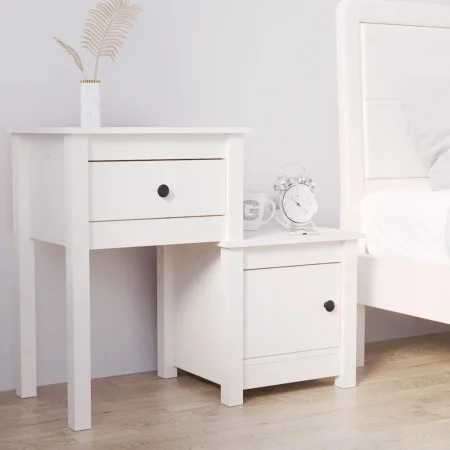 Nachttisch aus massivem Kiefernholz weiß 79,5x38x65,5 cm von vidaXL, Nachttische - Ref: Foro24-814541, Preis: 76,99 €, Rabatt: %