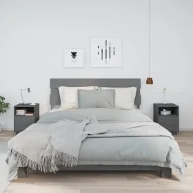 Mesitas de noche 2 uds madera maciza de pino gris 40x34x55 cm de vidaXL, Mesitas de noche - Ref: Foro24-818320, Precio: 71,00...