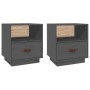 Bedside tables 2 units solid pine wood gray 40x34x45 cm by vidaXL, Nightstands - Ref: Foro24-818300, Price: 69,72 €, Discount: %
