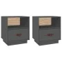 Mesitas de noche 2 uds madera maciza pino gris 40x34x45 cm de vidaXL, Mesitas de noche - Ref: Foro24-818300, Precio: 69,72 €,...