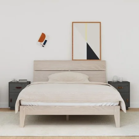 Mesitas de noche 2 uds madera maciza de pino gris 40x34x55 cm de vidaXL, Mesitas de noche - Ref: Foro24-818310, Precio: 90,22...