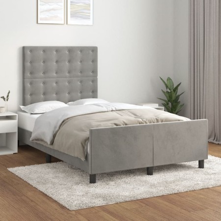 Estructura de cama sin colchón terciopelo gris claro 120x190 cm
