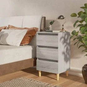 Bedside table with solid Sonoma gray wood legs 40x35x69 cm by vidaXL, Nightstands - Ref: Foro24-813136, Price: 52,48 €, Disco...