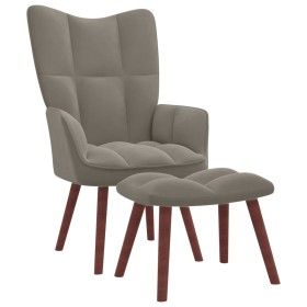 Light gray velvet recliner chair with footstool by vidaXL, Armchairs - Ref: Foro24-328062, Price: 127,96 €, Discount: %