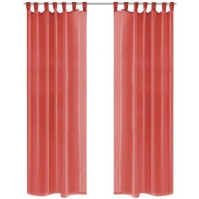 Cortinas de gasa 2 unidades 140x225 cm rojo Cortinas de gasa 2 unidades 140x225 cm rojo