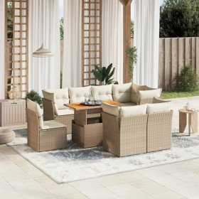 Set de sofás de jardín 9 pzas con cojines ratán sintético beige en Conjuntos de jardín | Comprar online en Foro24