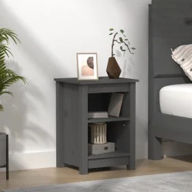Mesita de noche madera maciza de pino gris 40x35x55 cm de vidaXL, Mesitas de noche - Ref: Foro24-820960, Precio: 54,73 €, Des...