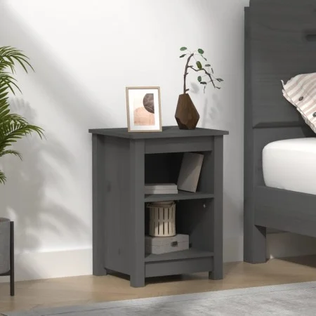 Mesita de noche madera maciza de pino gris 40x35x55 cm de vidaXL, Mesitas de noche - Ref: Foro24-820960, Precio: 54,73 €, Des...