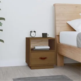 Honigbrauner Nachttisch aus massivem Kiefernholz, 40 x 34 x 45 cm von vidaXL, Nachttische - Ref: Foro24-818301, Preis: 39,64 ...