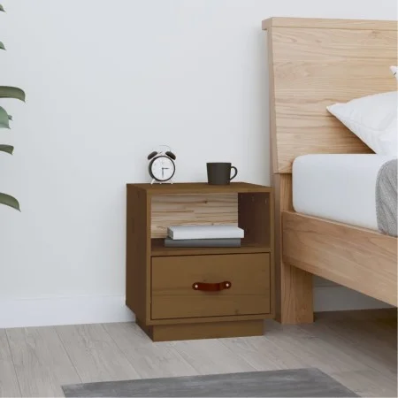 Mesita de noche madera maciza de pino marrón miel 40x34x45 cm de vidaXL, Mesitas de noche - Ref: Foro24-818301, Precio: 39,64...