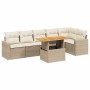 Set sofás de jardín 7 piezas y cojines ratán sintético beige