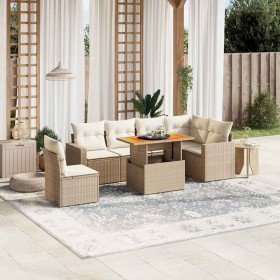 Set sofás de jardín 7 piezas y cojines ratán sintético beige Set sofás de jardín 7 piezas y cojines ratán sintético beige