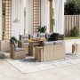 Set de sofás de jardín 9 pzas con cojines ratán sintético beige