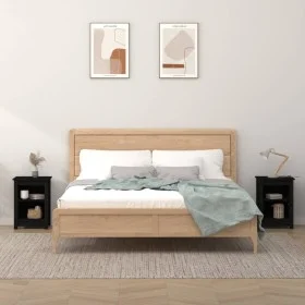 Nachttische 2 Stk. massives Kiefernholz schwarz 40x35x55 cm von vidaXL, Nachttische - Ref: Foro24-820965, Preis: 68,35 €, Rab...