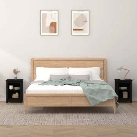 Nachttische 2 Stk. massives Kiefernholz schwarz 40x35x55 cm von vidaXL, Nachttische - Ref: Foro24-820965, Preis: 68,35 €, Rab...