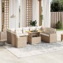 Juego de sofás jardín con cojines beige 10 pzas ratán sintético
