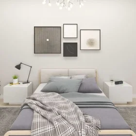 Glänzend weißer Nachttisch aus Holzwerkstoff, 100 x 35 x 40 cm von vidaXL, Nachttische - Ref: Foro24-3082771, Preis: 96,84 €,...