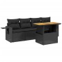 Set de muebles de jardín 5 pzas y cojines ratán sintético negro