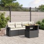 Set de muebles de jardín 5 pzas y cojines ratán sintético negro