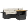Set de muebles de jardín 5 pzas y cojines ratán sintético negro