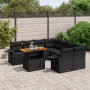 Set de sofás de jardín con cojines 9 pzas ratán sintético negro