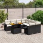 Set de sofás de jardín con cojines 9 pzas ratán sintético negro