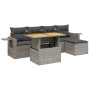 Set de muebles de jardín 6 pzas y cojines ratán sintético gris