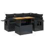 Set de muebles de jardín 5 pzas y cojines ratán sintético negro