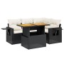 Set de muebles de jardín 5 pzas y cojines ratán sintético negro