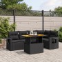 Set de sofás de jardín 6 piezas y cojines ratán sintético negro