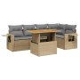 Juego de sofás jardín con cojines 6 pzas ratán sintético beige