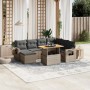 Set de sofás de jardín 8 pzas y cojines ratán sintético gris