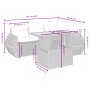 Set de muebles de jardín 5 pzas y cojines ratán sintético negro