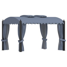 Cenador con cortinas acero gris antracita 3x4 m