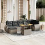 Set de sofás de jardín 8 pzas y cojines ratán sintético gris