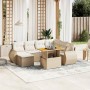 Juego de sofás de jardín con cojines beige 8 pzas ratán PE