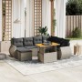 Set de sofás de jardín 8 pzas y cojines ratán sintético gris