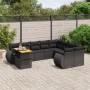 Set de sofás de jardín 10 pzas cojines ratán sintético negro