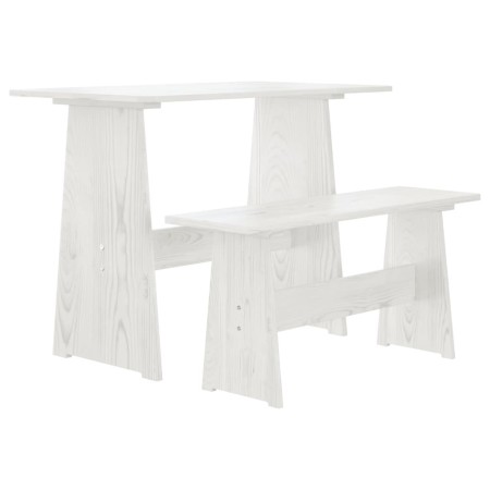 Mesa de comedor con banco REINE madera maciza de pino blanco