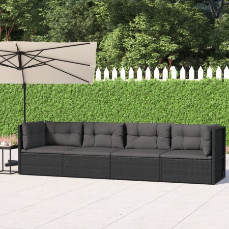 Garden set with cushions 4 pieces black synthetic rattan by vidaXL, Garden sets - Ref: Foro24-319598, Price: 325,90 €, Discou...