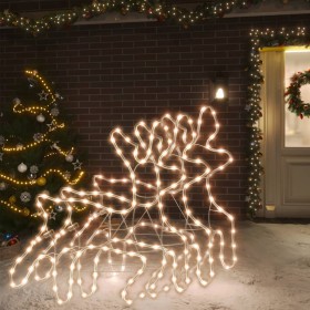 Figura de reno Navidad con LED 3 uds blanco cálido 57x55x4,5 cm