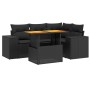Set de muebles de jardín 5 pzas y cojines ratán sintético negro