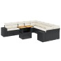 Set de sofás de jardín 11 pzas y cojines ratán sintético negro