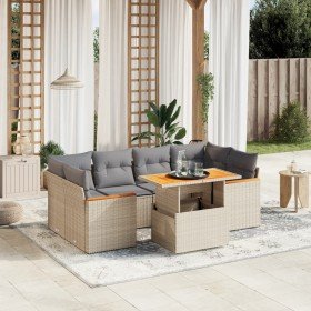 Set sofás de jardín 7 piezas y cojines ratán sintético beige Set sofás de jardín 7 piezas y cojines ratán sintético beige