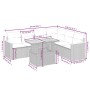 Set de comedor de jardín 7 pzas y cojines ratán sintético negro