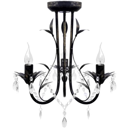 Lámpara de araña, candelabro negro estilo Art Nouveau, 3 x E14