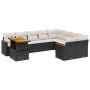 Set de sofás de jardín 10 pzas cojines ratán sintético negro